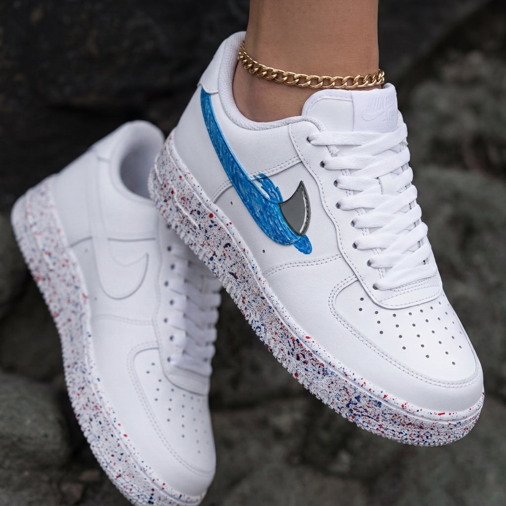 Speckled Blue Red Custom Air Force 1