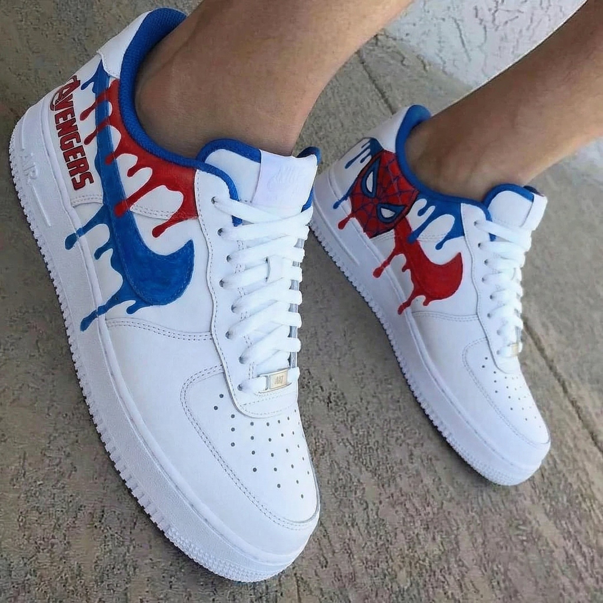 Spider Man Drip Red Blue Custom Air Force 1