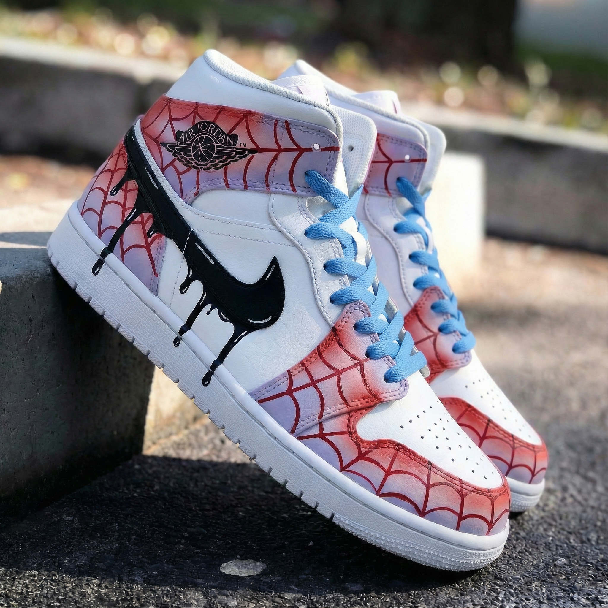 Spider Web Pattern Baby Blue Custom Air Jordan 1