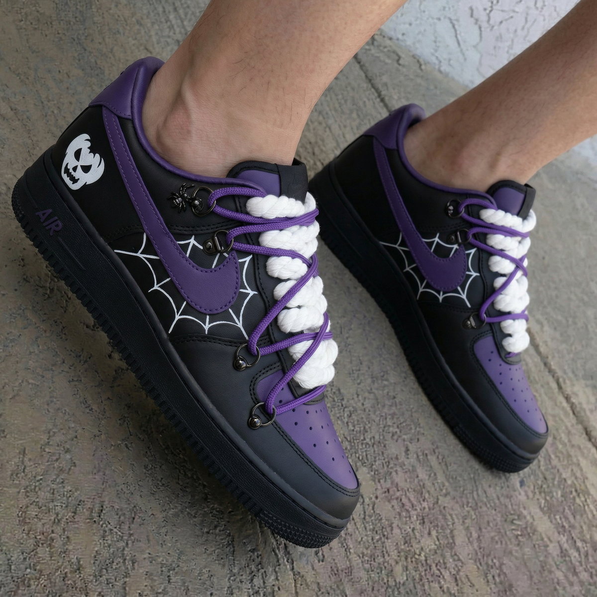 Spider Web Skull Spider Black Purple Custom Air Force 1