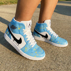 Splash Pattern Baby Blue White Custom Air Jordan 1