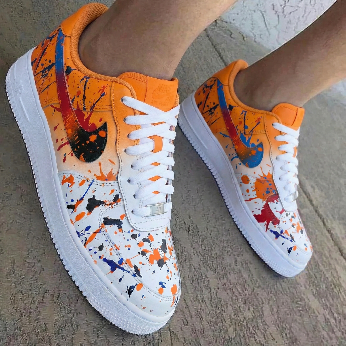 Splash Pattern Orange White Custom Air Force 1