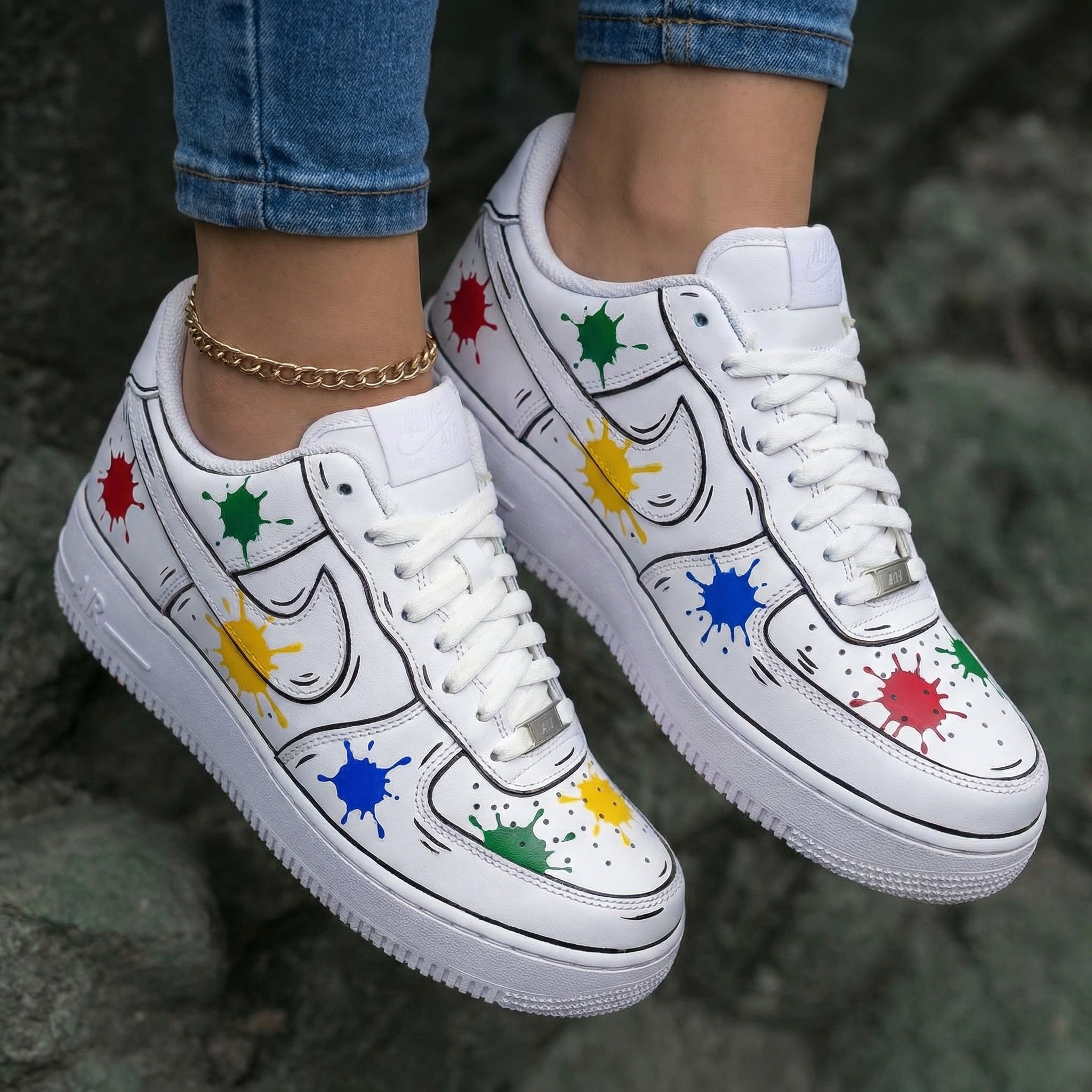 Splash Pattern Red Green Yellow Custom Air Force 1