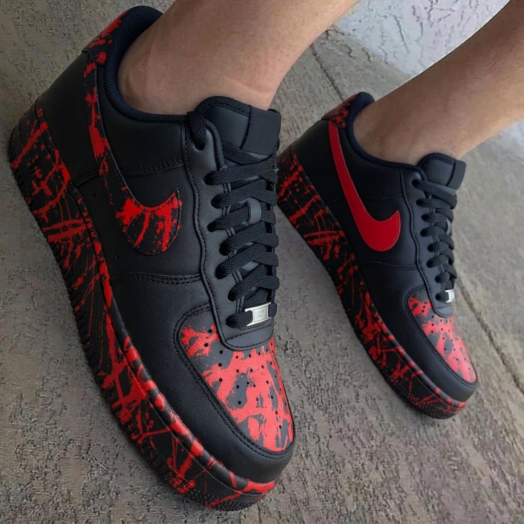 Splatter Black Red Custom Air Force 1