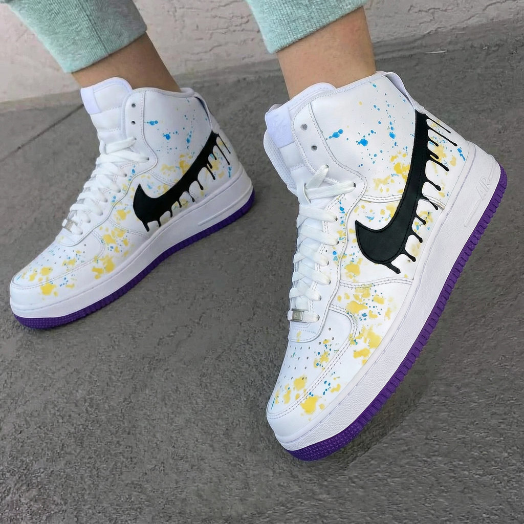 Splatter Black Yellow Purple Custom Air Force 1
