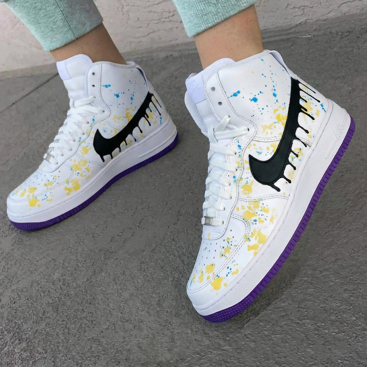 Splatter Black Yellow Purple Custom Air Force 1