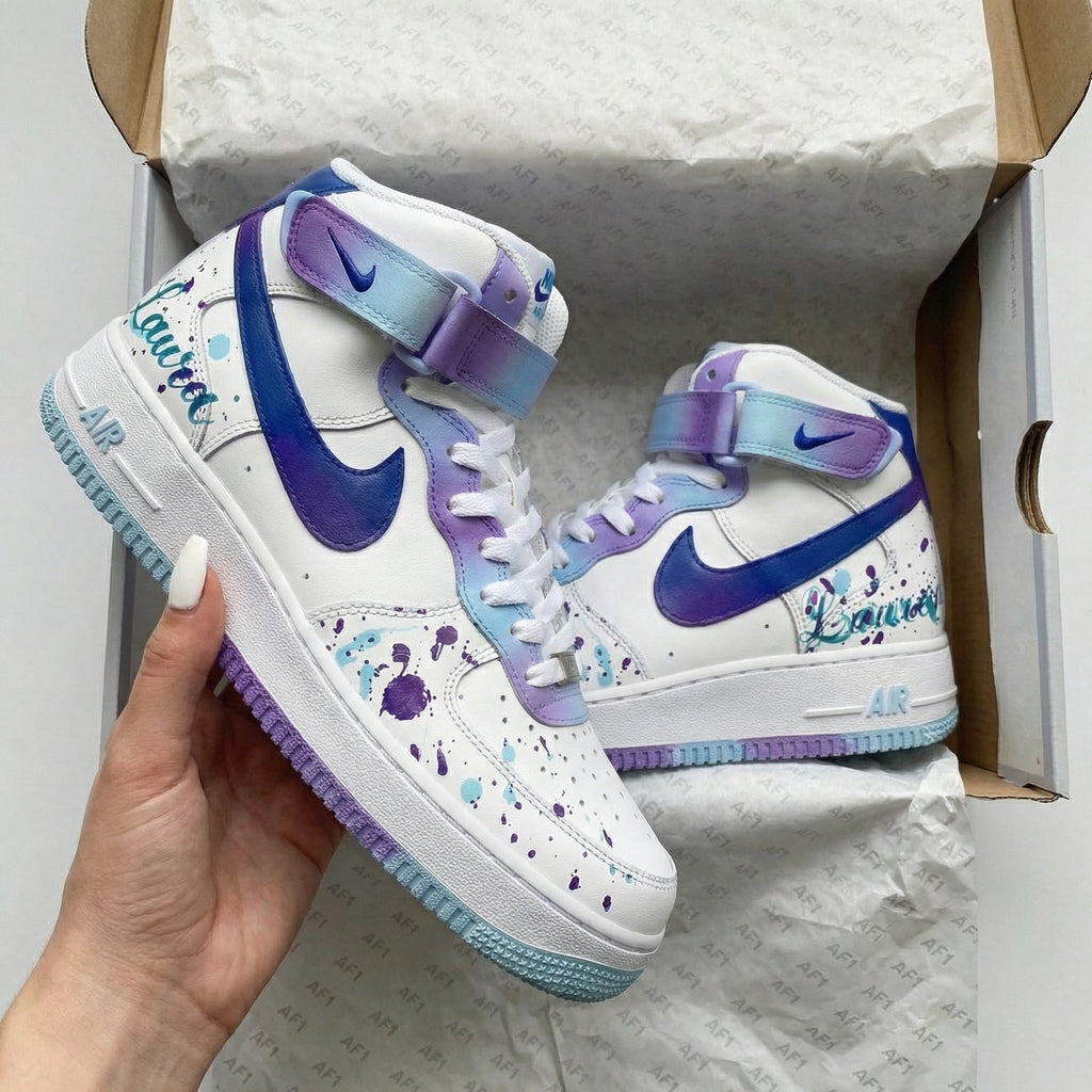 Splatter Design Baby Blue Purple Custom Air Force 1