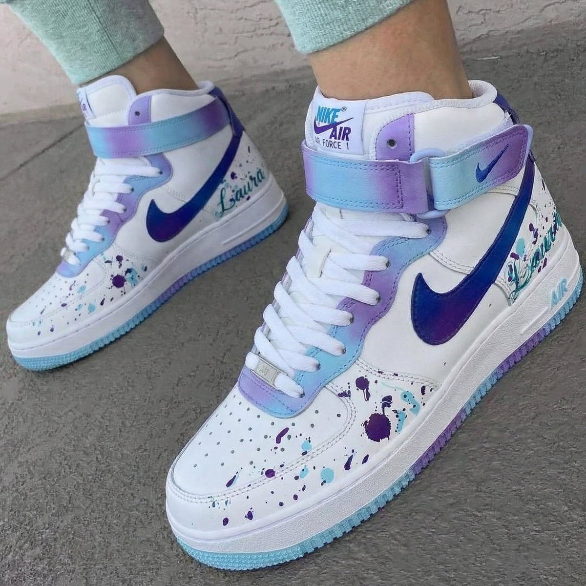 Splatter Design Baby Blue Purple Custom Air Force 1