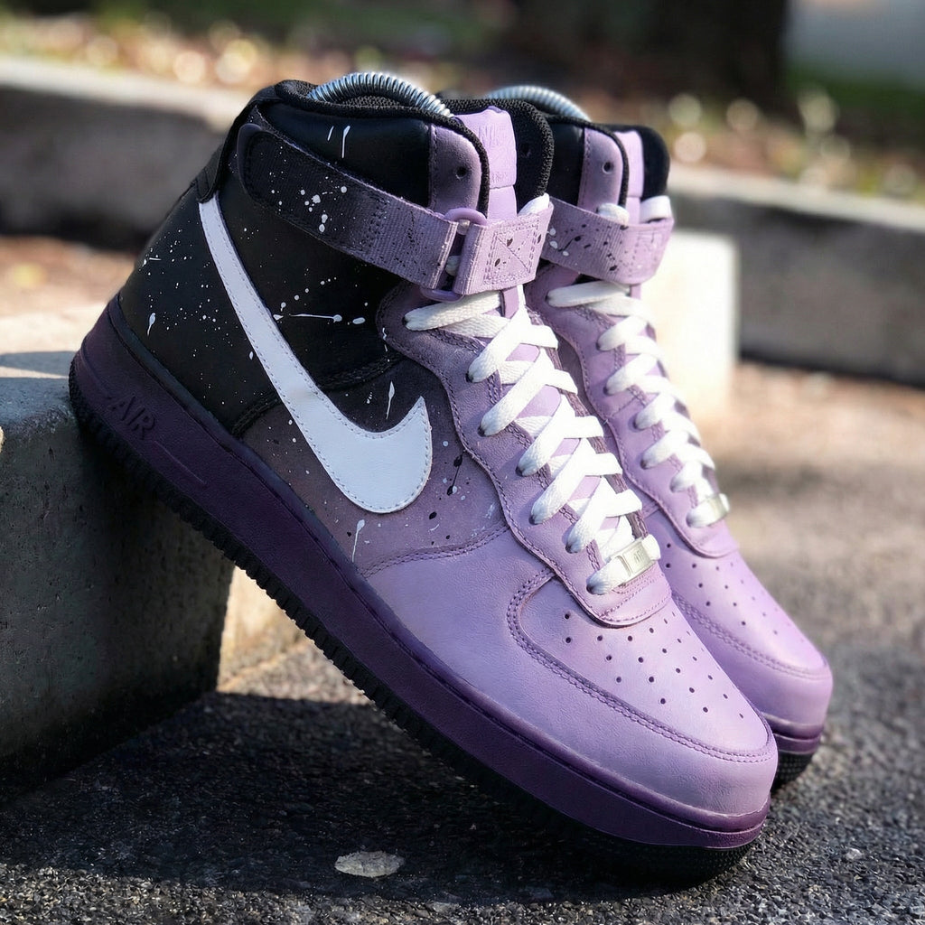 Splatter Design Baby Purple Black Custom Air Force 1