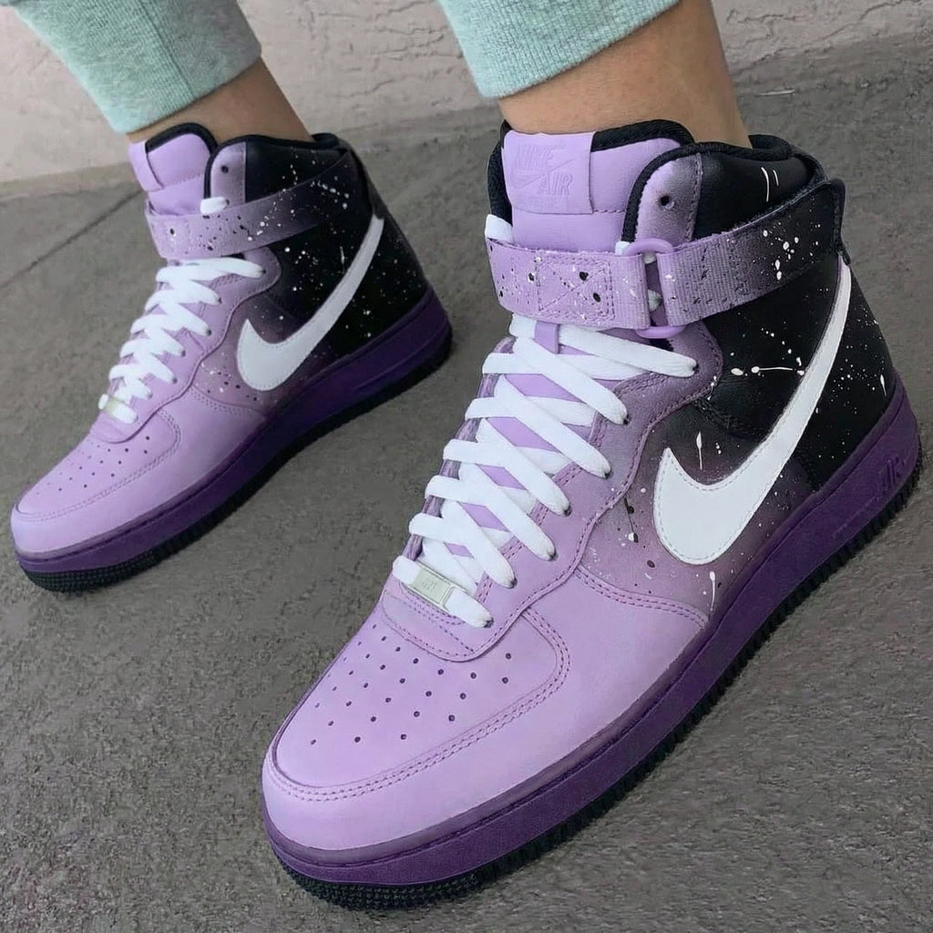 Splatter Design Baby Purple Black Custom Air Force 1