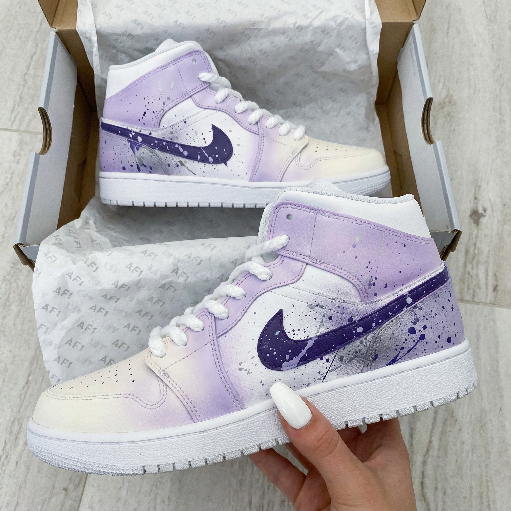 Splatter Design Baby Purple Custom Air Jordan 1