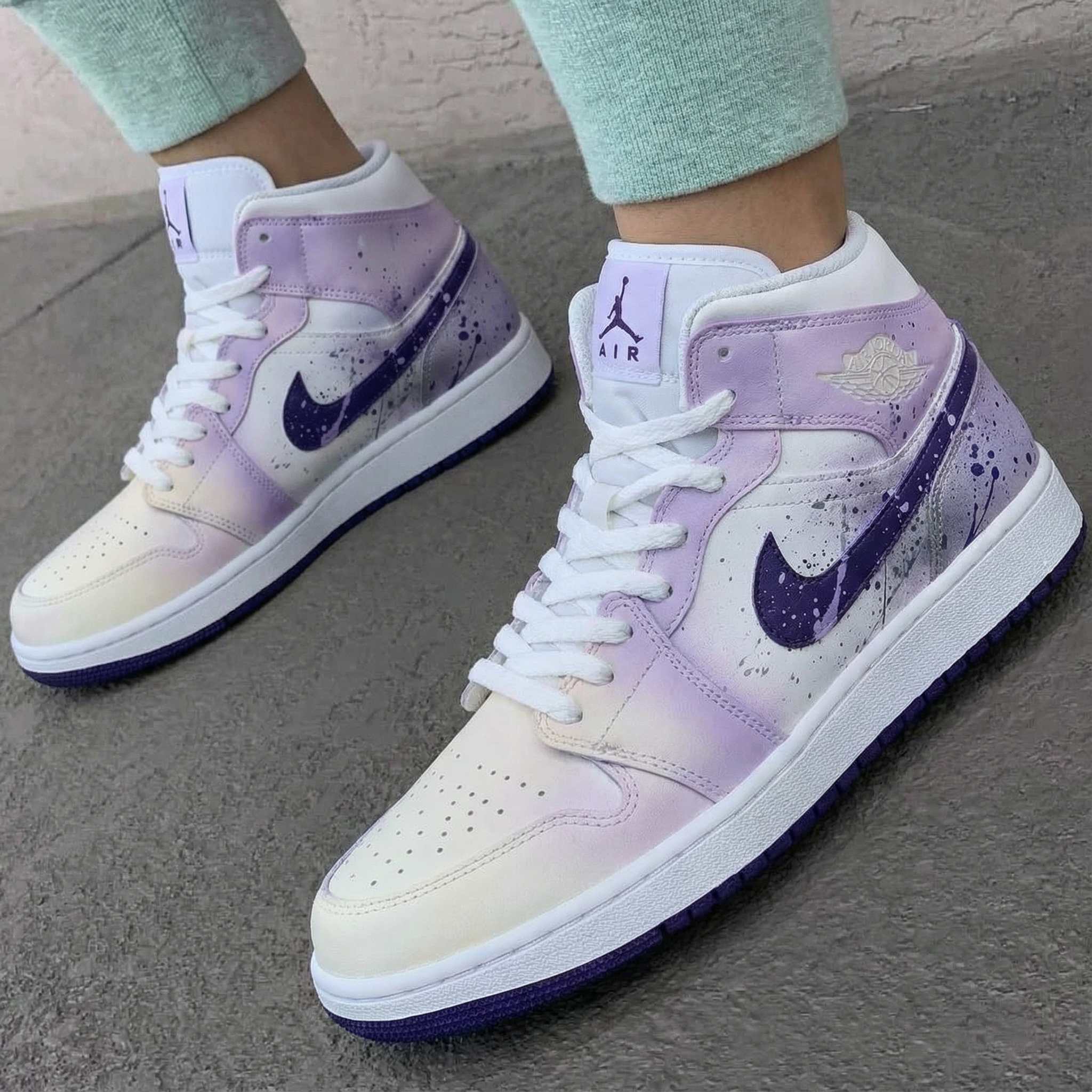 Splatter Design Baby Purple Custom Air Jordan 1