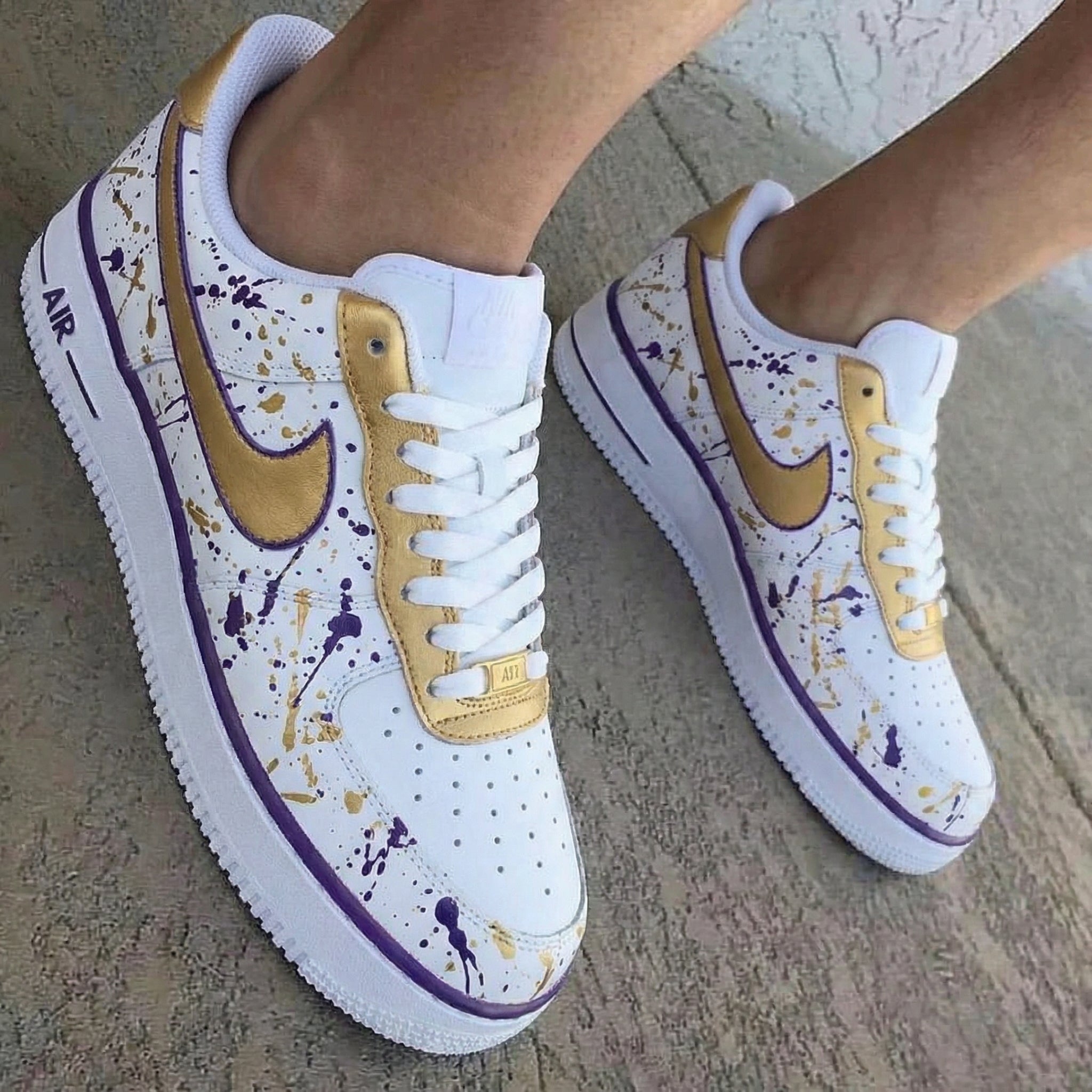 Splatter Gold Purple Custom Air Force 1