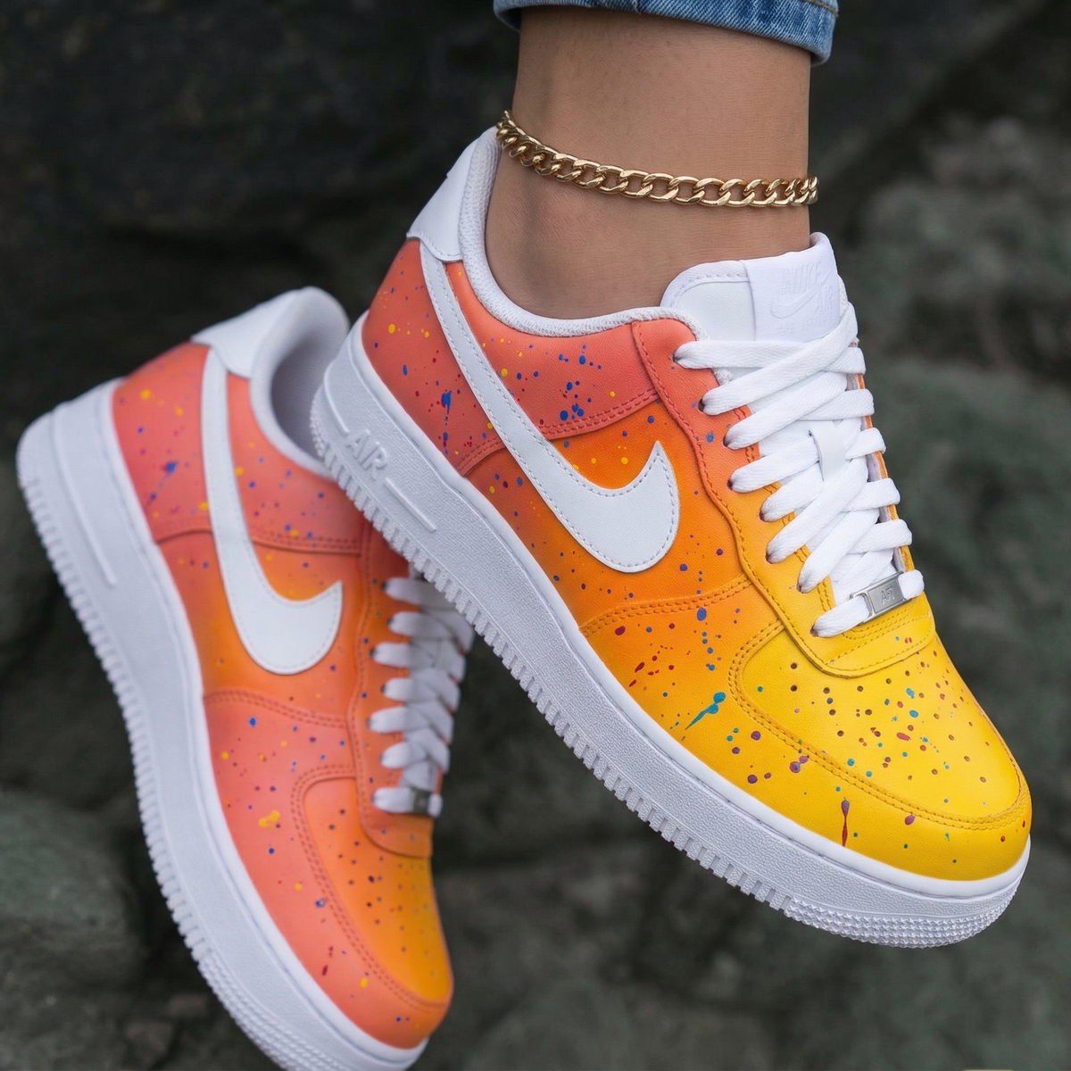 Splatter Gradient Pink Orange Yellow Custom Air Force 1