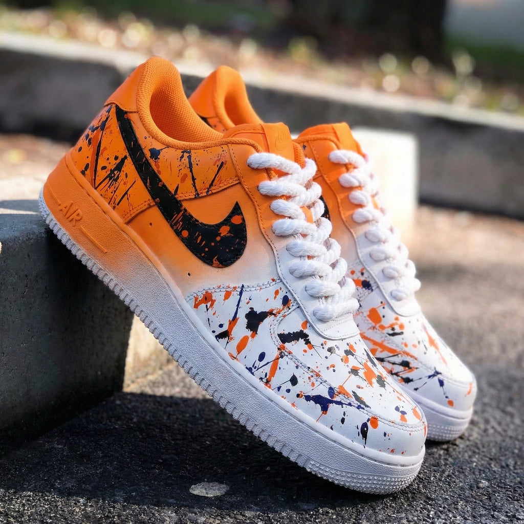 Splatter Orange Black Custom Air Force 1