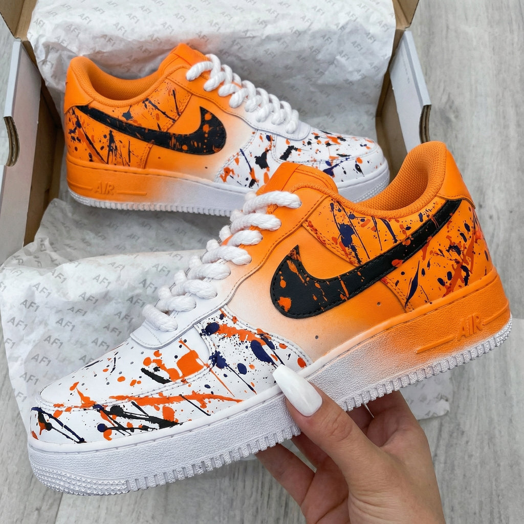 Splatter Orange Black Custom Air Force 1