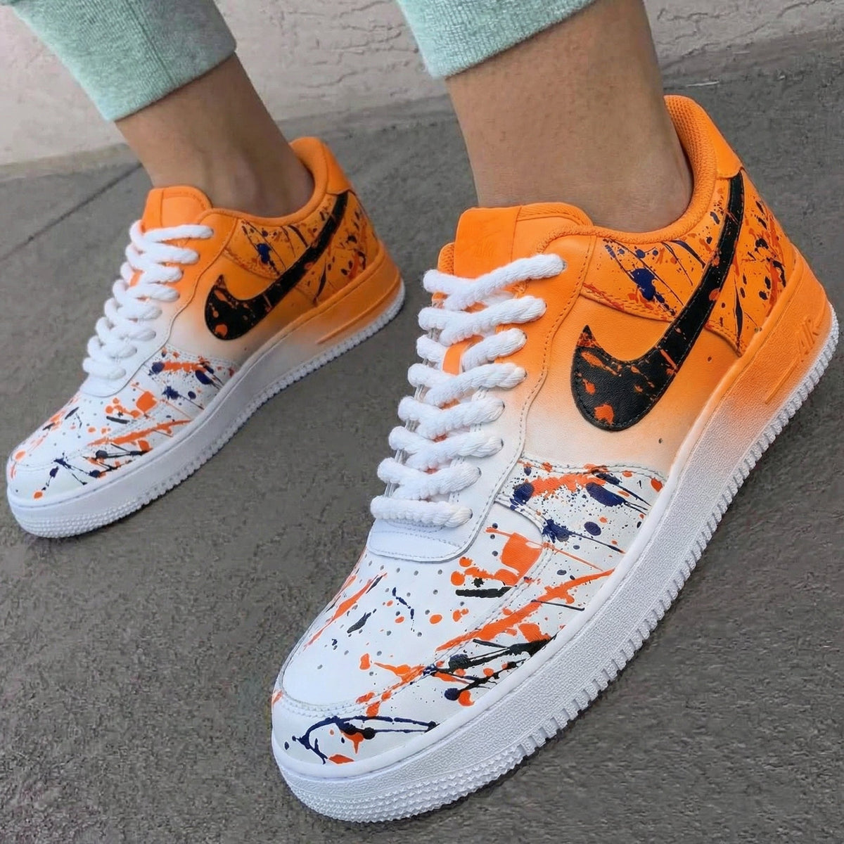 Splatter Orange Black Custom Air Force 1