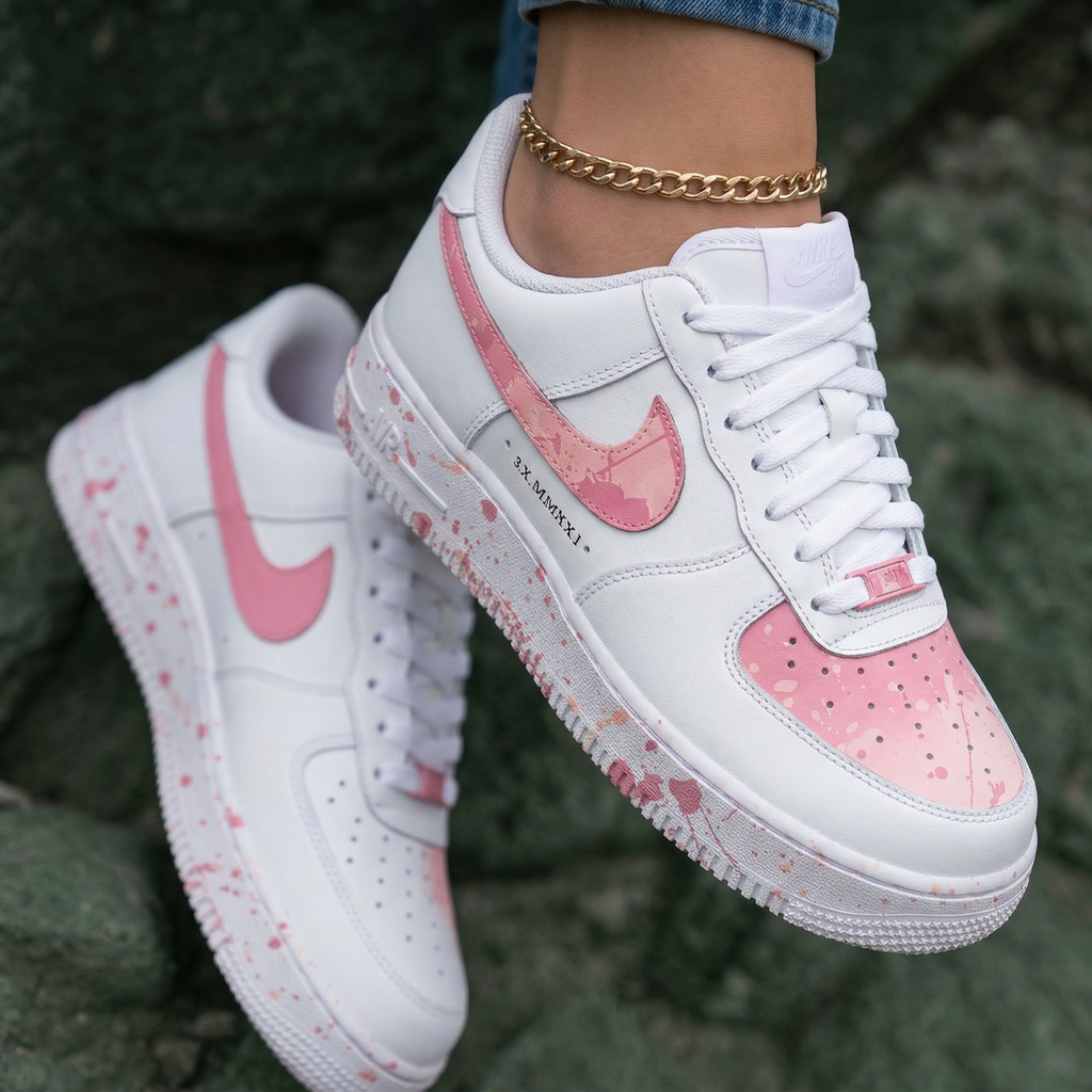 Splatter Paint Baby Pink Custom Air Force 1