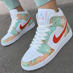 Splatter Paint Green Coral Custom Air Jordan 1