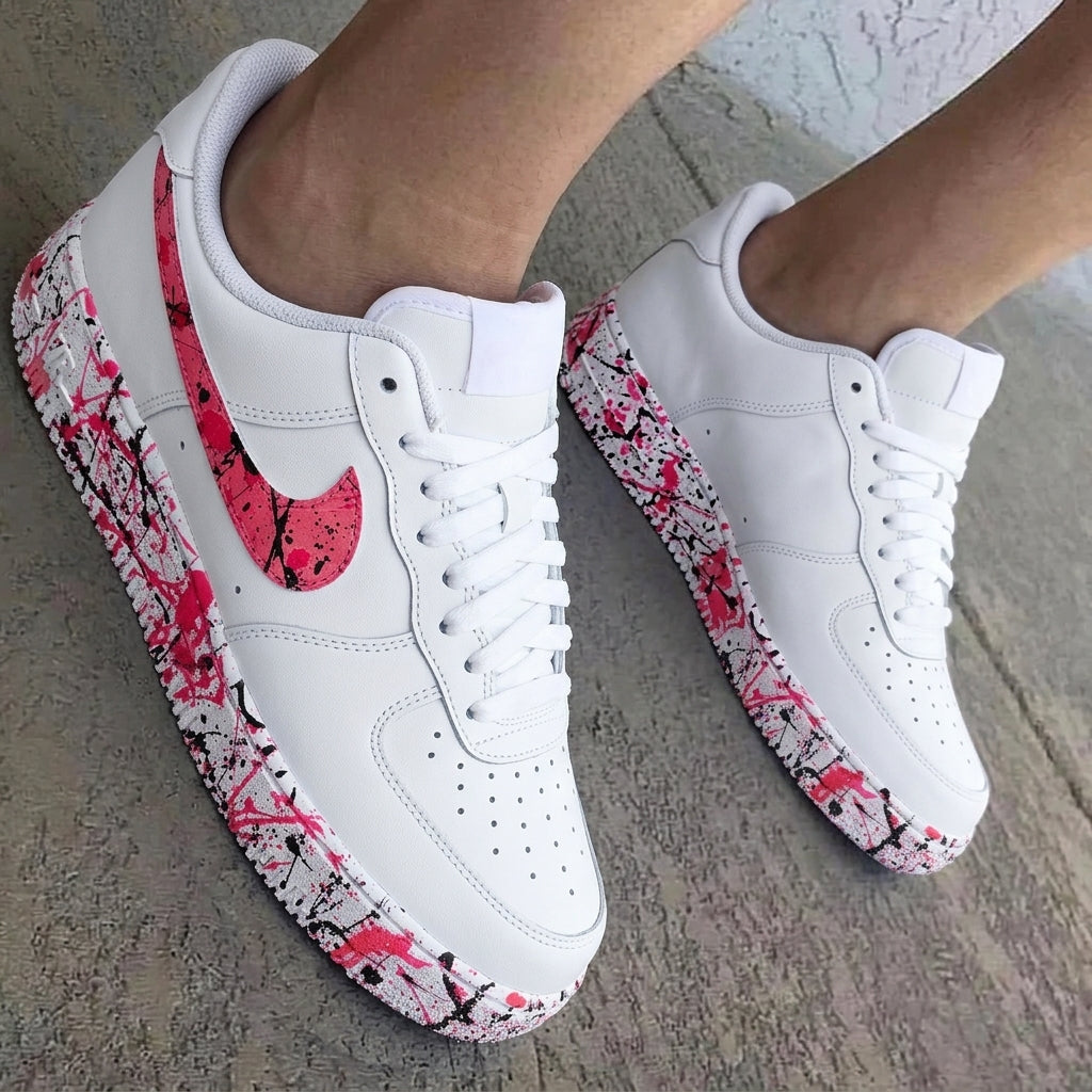 Splatter Paint Pink Black Custom Air Force 1