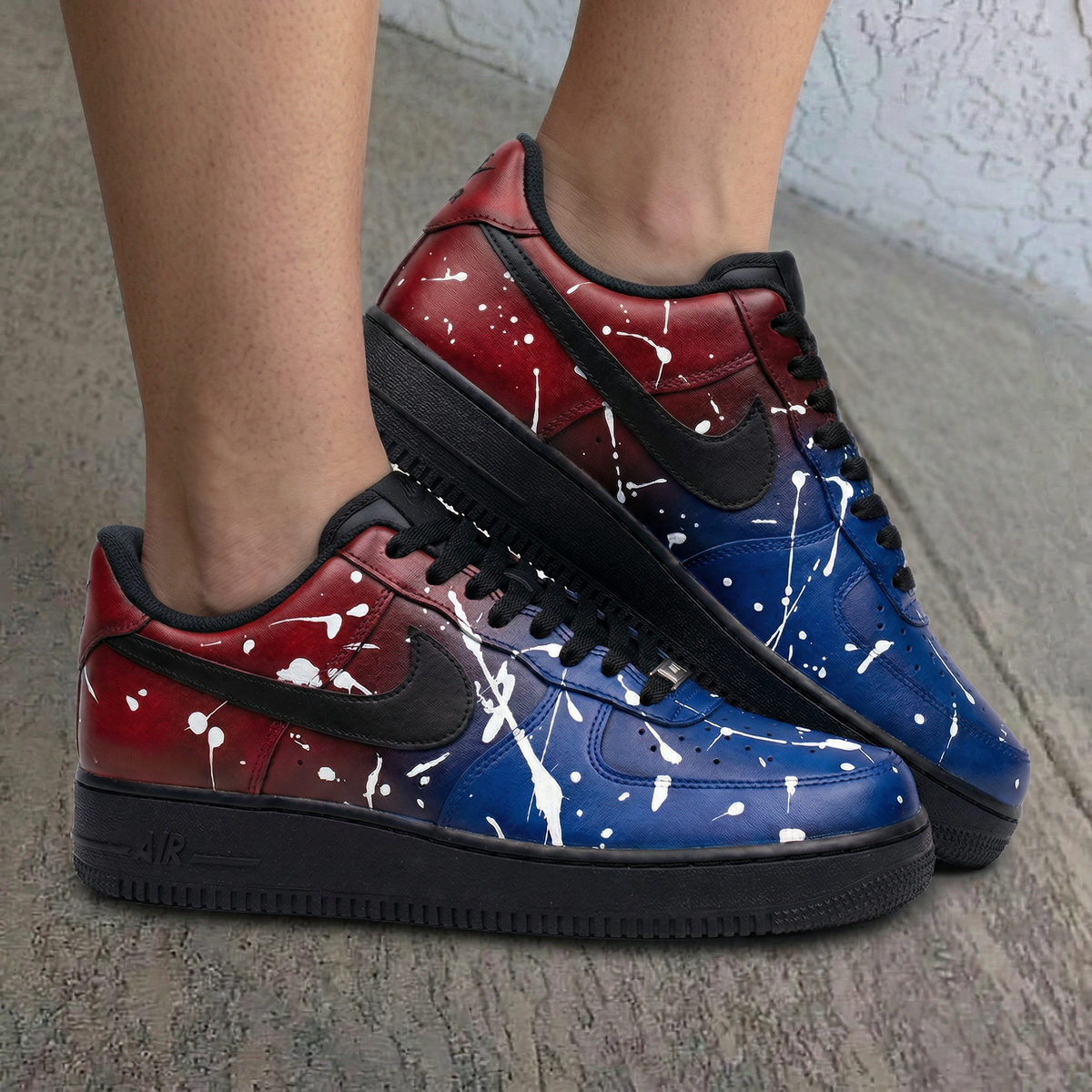 Splatter Paint Red Blue Custom Air Force 1