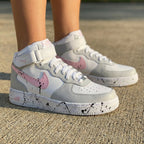Splatter Pattern Baby Pink Grey Custom Air Force 1