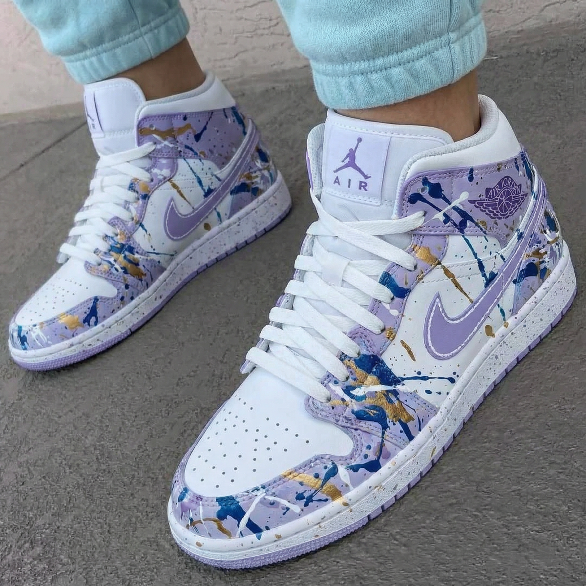 Splatter Pattern Lavender Blue Custom Air Jordan 1