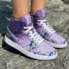 Splatter Pattern Lavender Gold Custom Air Jordan 1