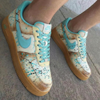 Splatter Pattern Turquoise Brown Custom Air Force 1