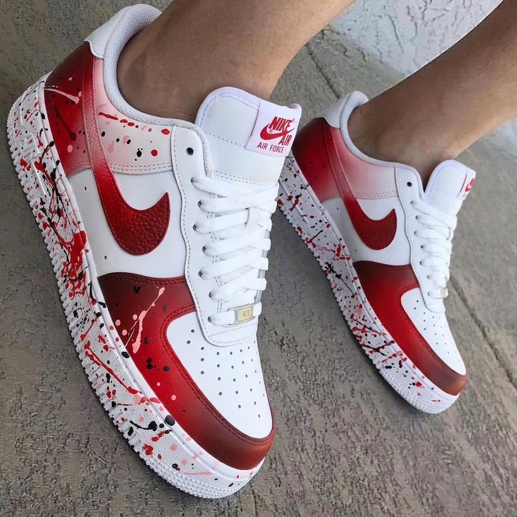 Splatter White Red Custom Air Force 1