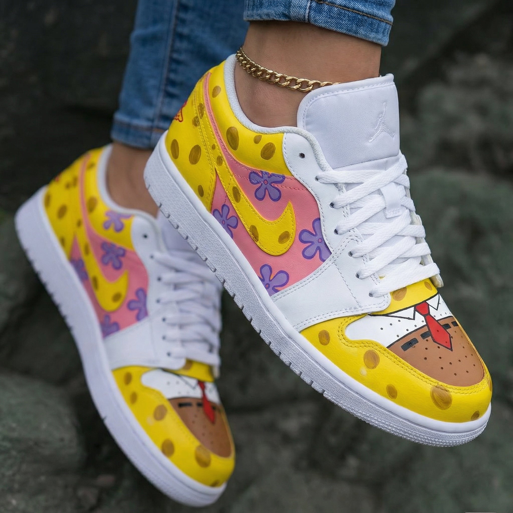 SpongeBob Yellow Pink Custom Air Jordan 1