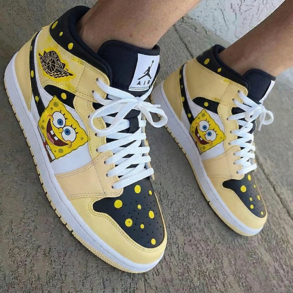 SpongeBob Yellow White Custom Air Jordan 1