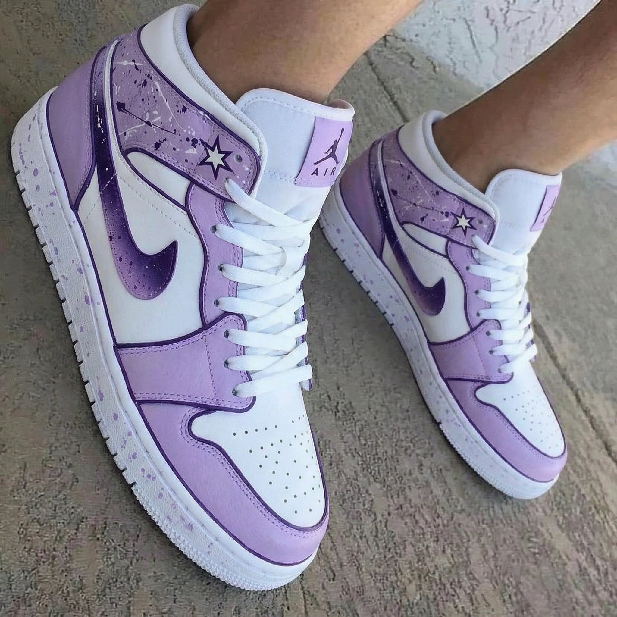 Star Galaxy Pattern Lilac White Custom Air Jordan 1