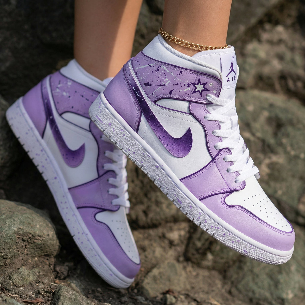 Star Galaxy Pattern Lilac White Custom Air Jordan 1