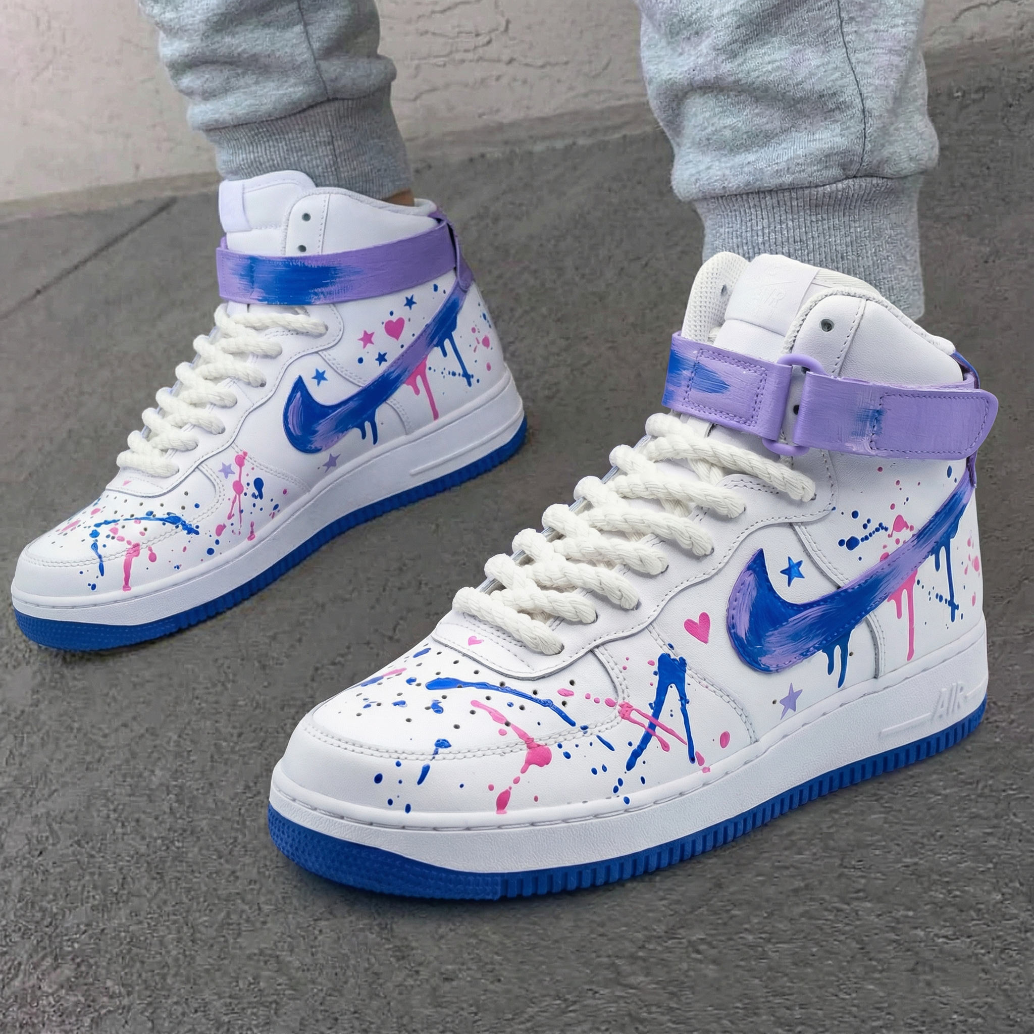 Star Heart Splatter Purple Blue Custom Air Force 1