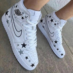 Star Pattern Black Gray Custom Air Jordan 1