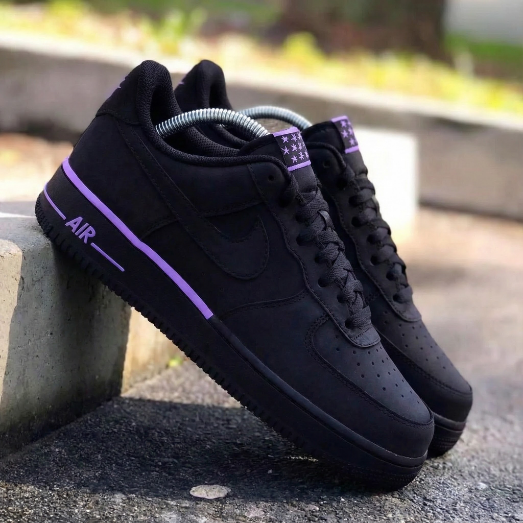 Star Pattern Black Purple Custom Air Force 1