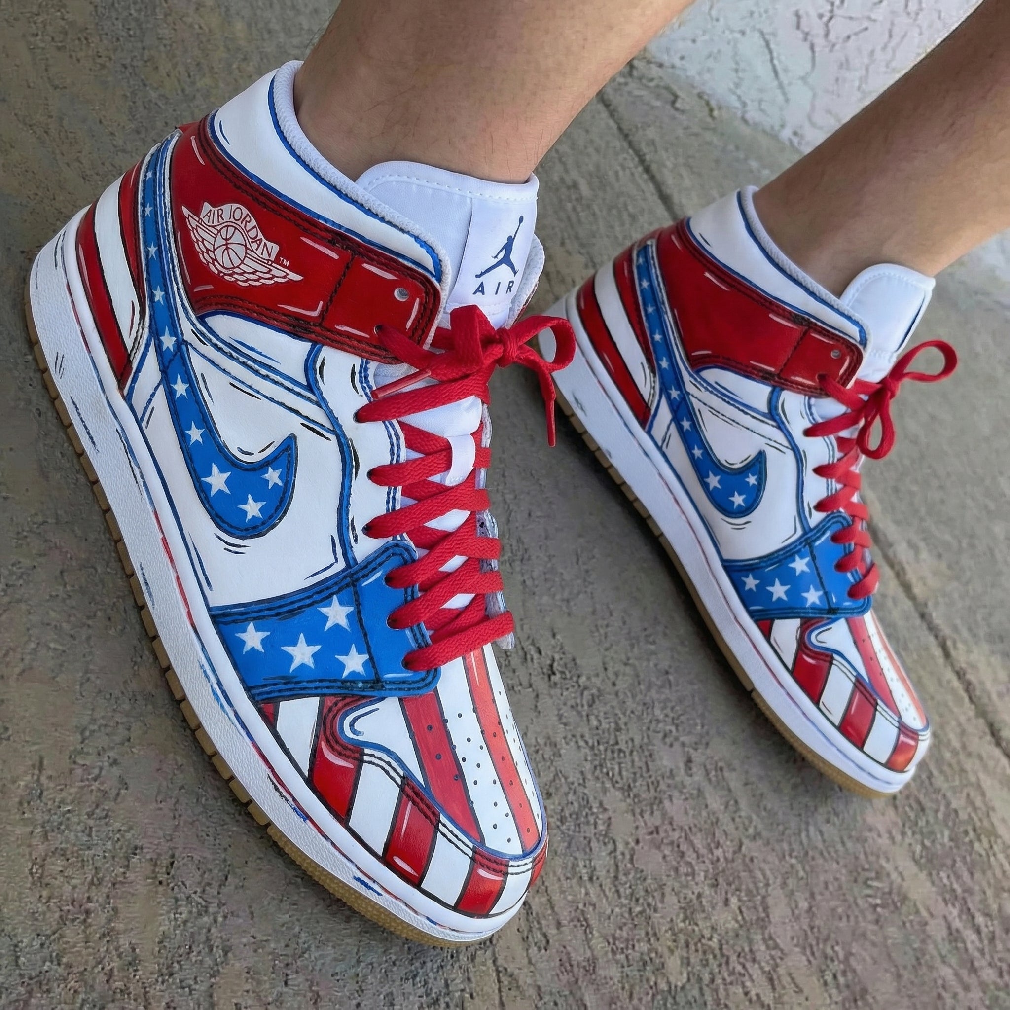 Star Stripe Pattern Red Blue Custom Air Jordan 1