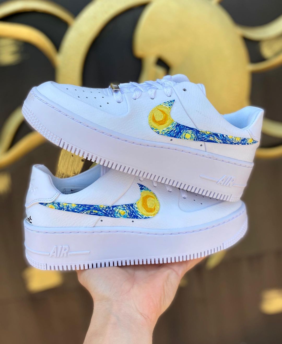Starry Night Theme Blue Yellow Custom Air Force 1