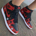 Stars Pattern Black Red Custom Air Jordan 1