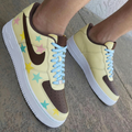 Stars Pattern Cream Brown Baby Blue Custom Air Force 1