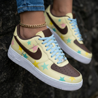 Stars Pattern Cream Brown Baby Blue Custom Air Force 1