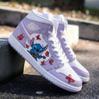 Stitch and Butterflies Baby Purple and White Custom Air Jordan 1
