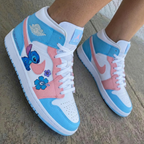Stitch Flowers Baby Blue Baby Pink Custom Air Jordan 1