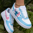 Stitch Flowers Baby Blue Pink Custom Air Force 1