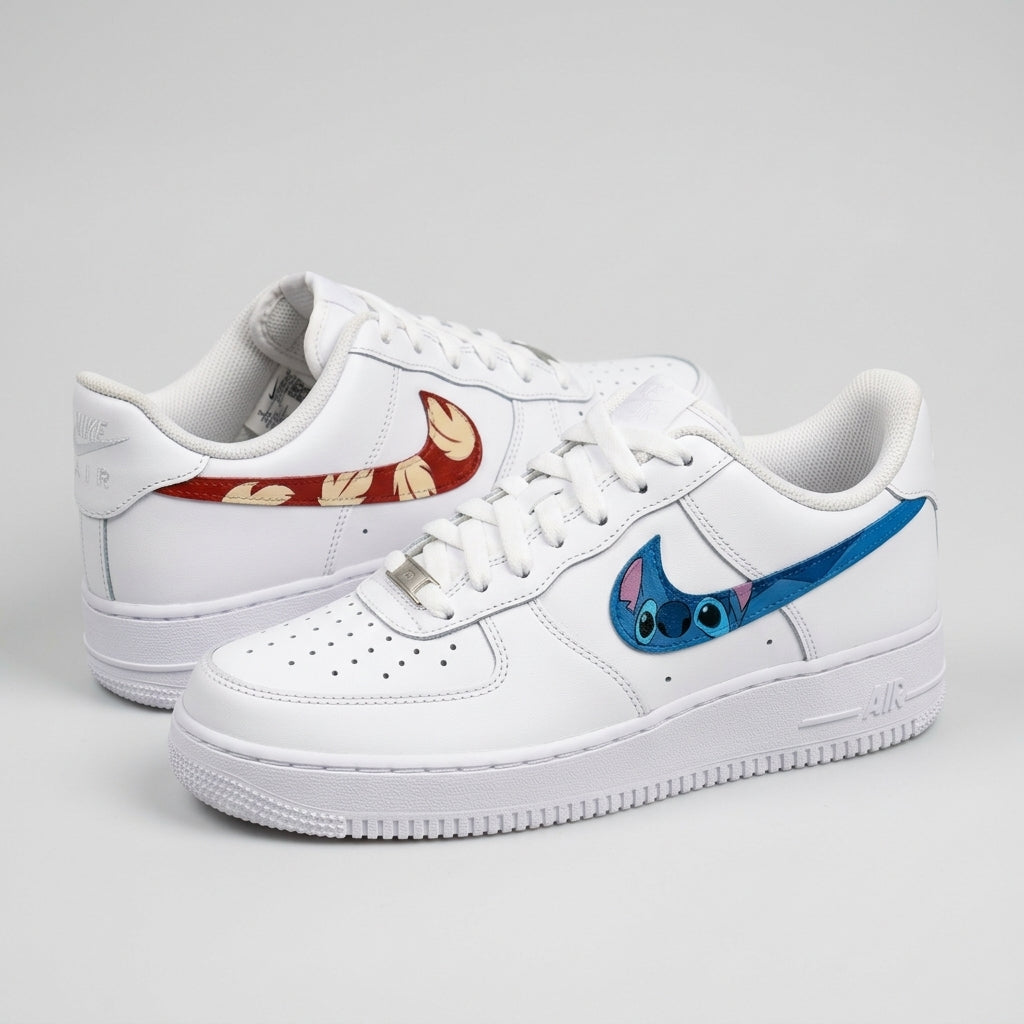 Stitch Leaves Red Baby Blue Custom Air Force 1
