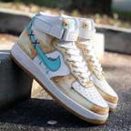 Stitch Pattern Aqua Tan Custom Air Force 1