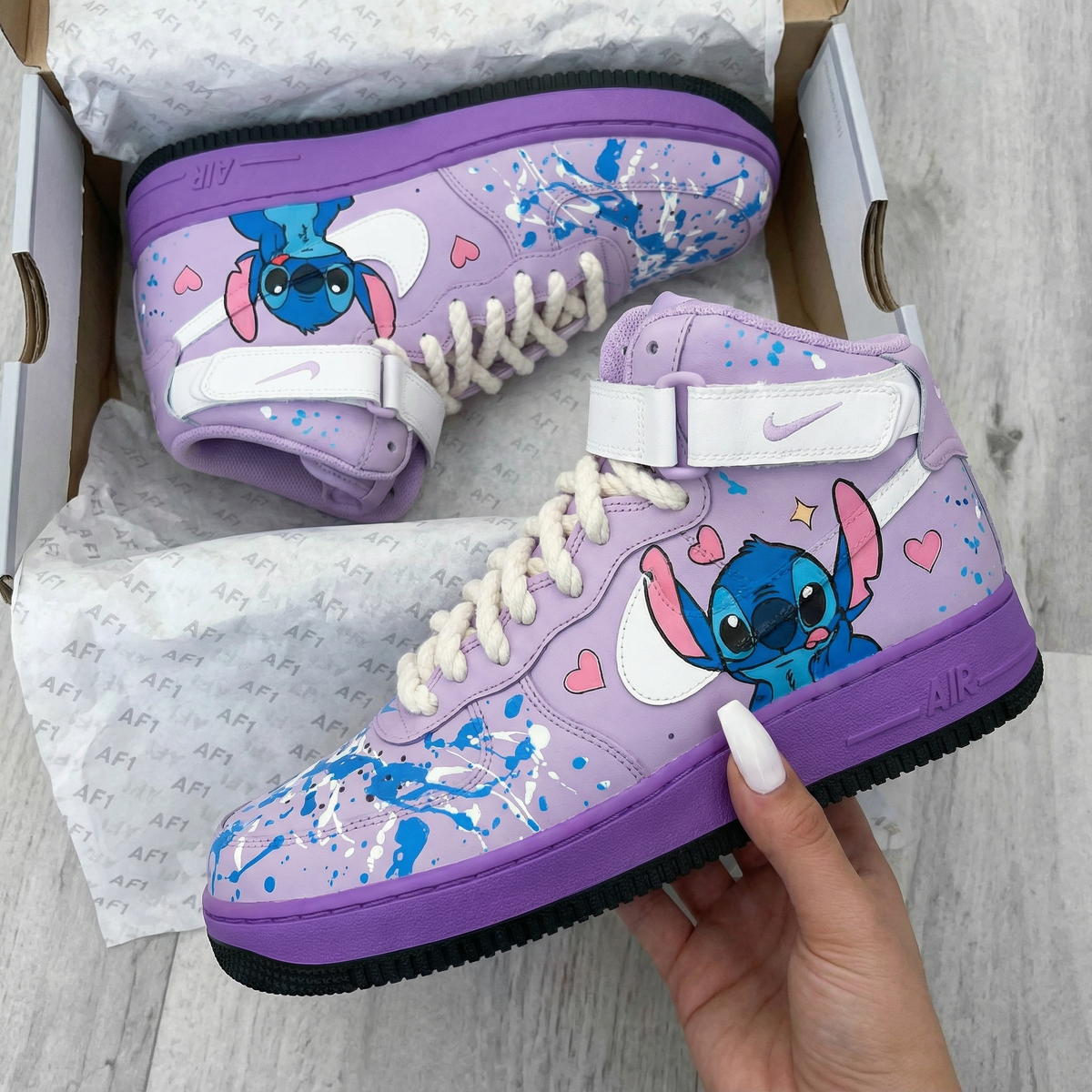 Stitch Themed Lavender Custom Air Force 1