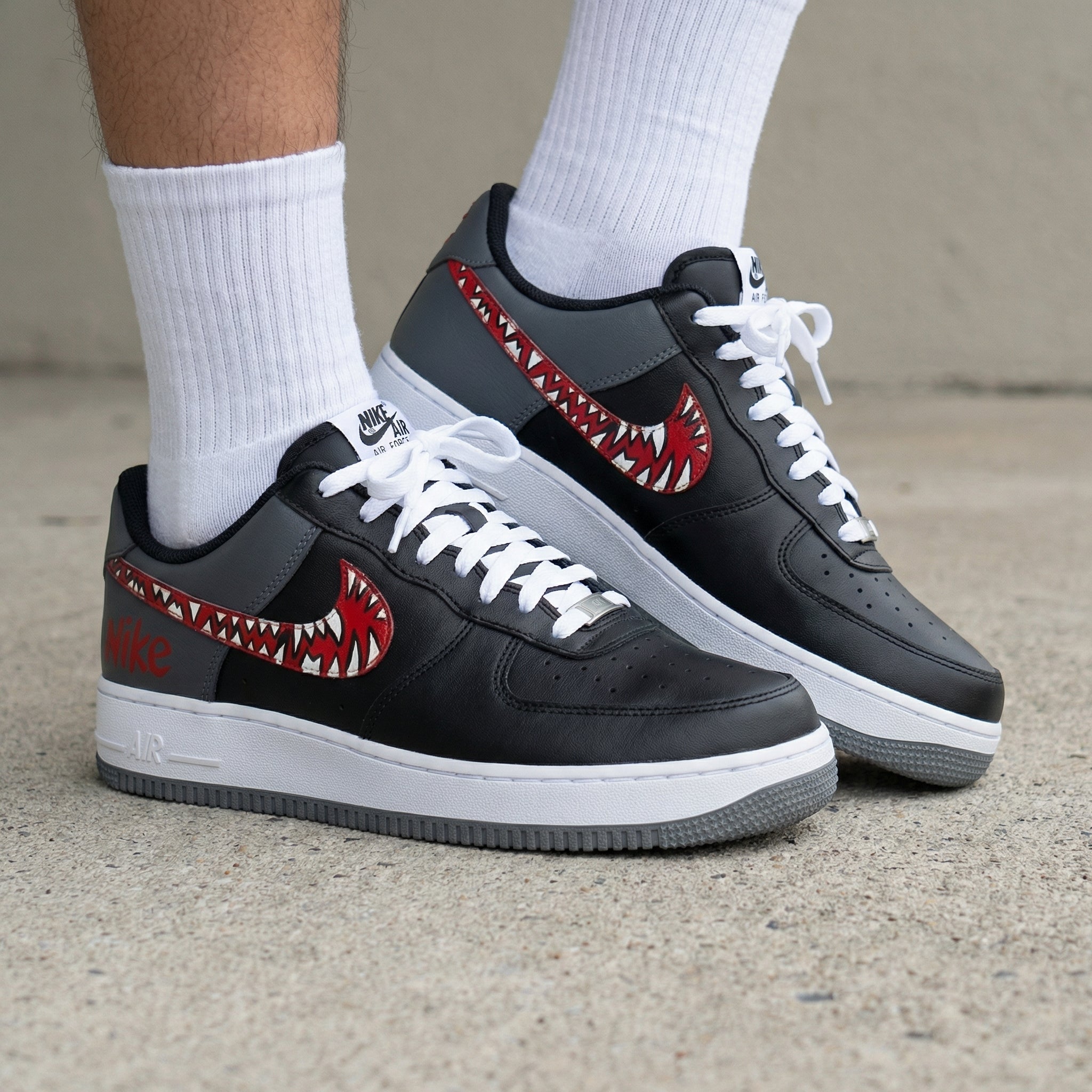 Stranger Things Black Gray Custom Air Force 1