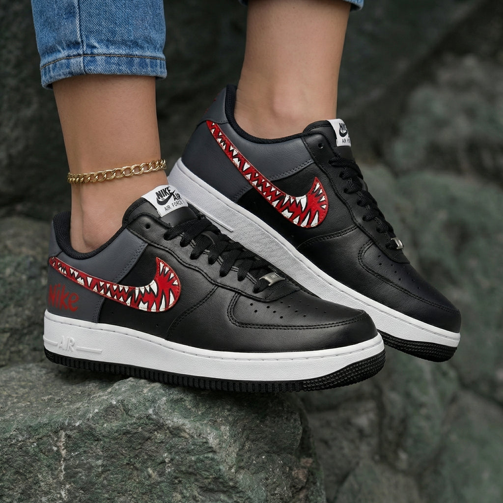 Stranger Things Black Gray Custom Air Force 1